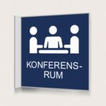Flaggskylt Konferensrum Mörkblå 150 x 150 mm