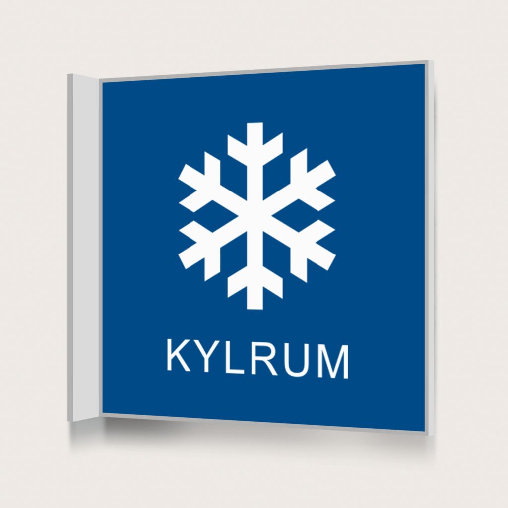 Flaggskylt Kylrum Blå 150 x 150 mm