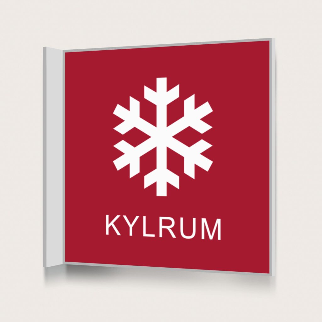 Flaggskylt Kylrum Röd 150 x 150 mm