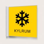 Flaggskylt Kylrum Gul 150 x 150 mm