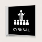 Flaggskylt Kyrksal Svart 150 x 150 mm