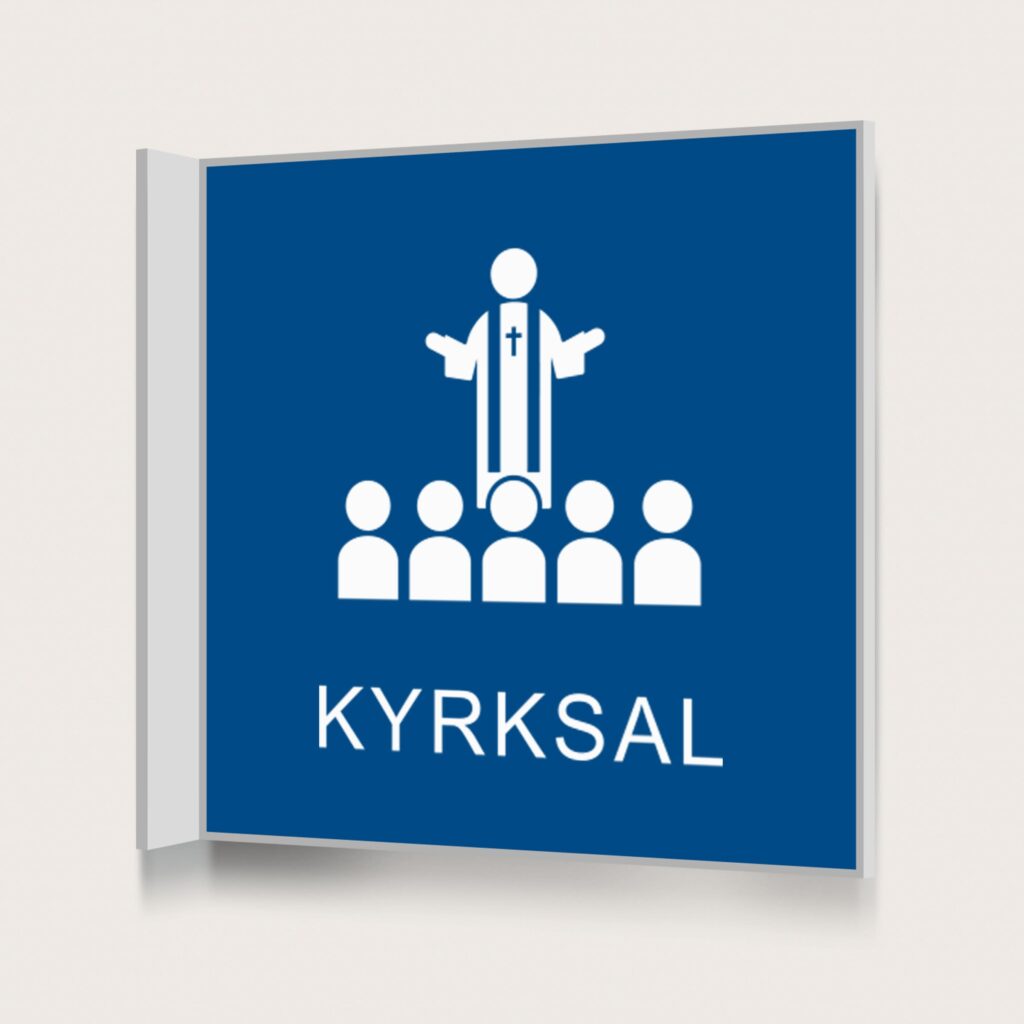 Flaggskylt Kyrksal Blå 150 x 150 mm