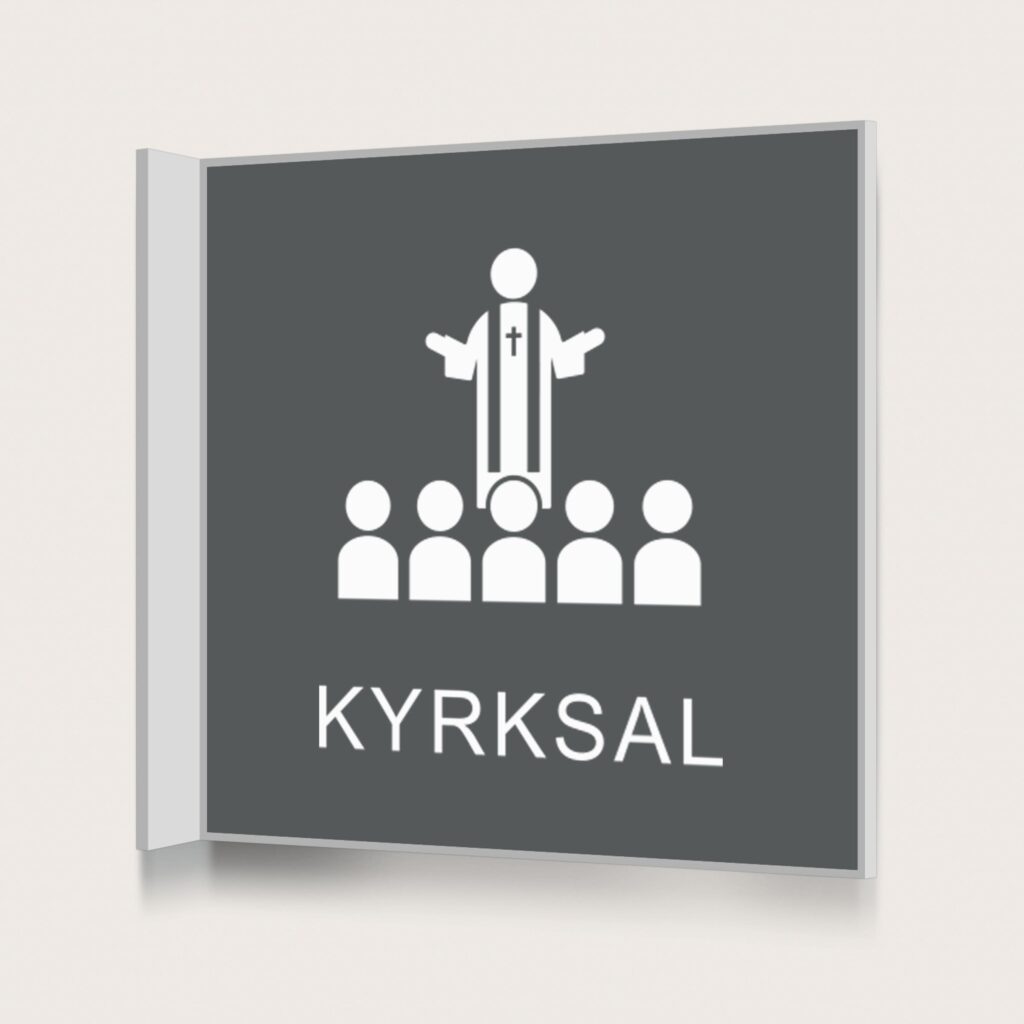 Flaggskylt Kyrksal Charcoal 150 x 150 mm