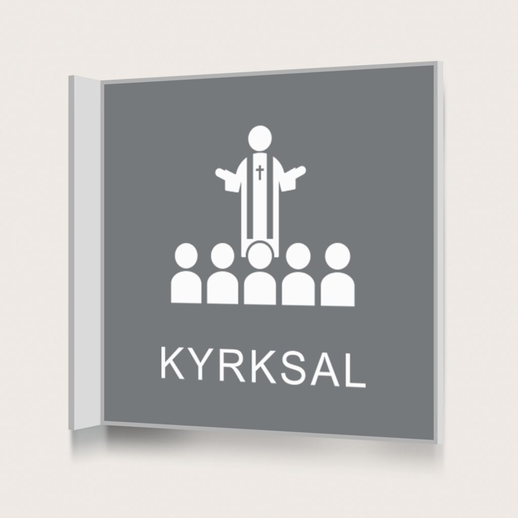 Flaggskylt Kyrksal Grå 150 x 150 mm