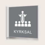 Flaggskylt Kyrksal Grå 150 x 150 mm