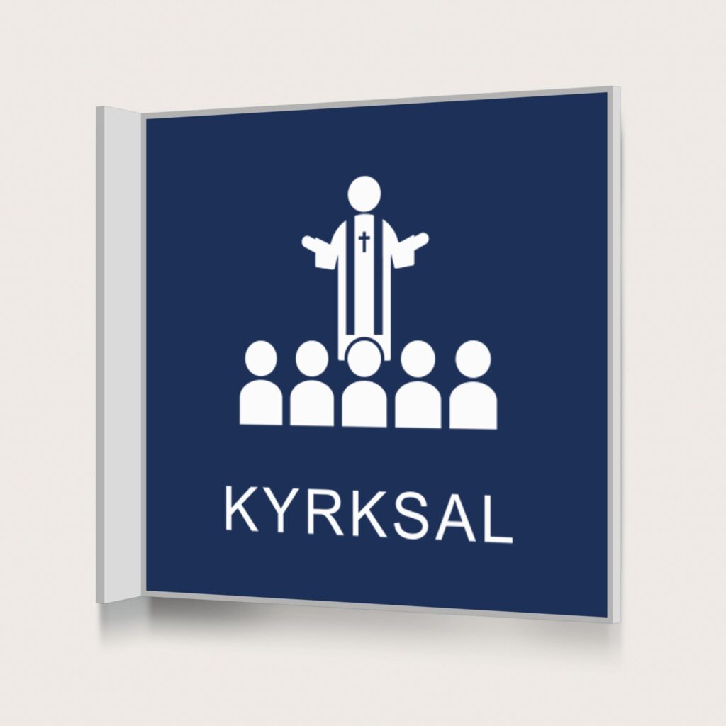 Flaggskylt Kyrksal Mörkblå 150 x 150 mm