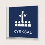 Flaggskylt Kyrksal Mörkblå 150 x 150 mm
