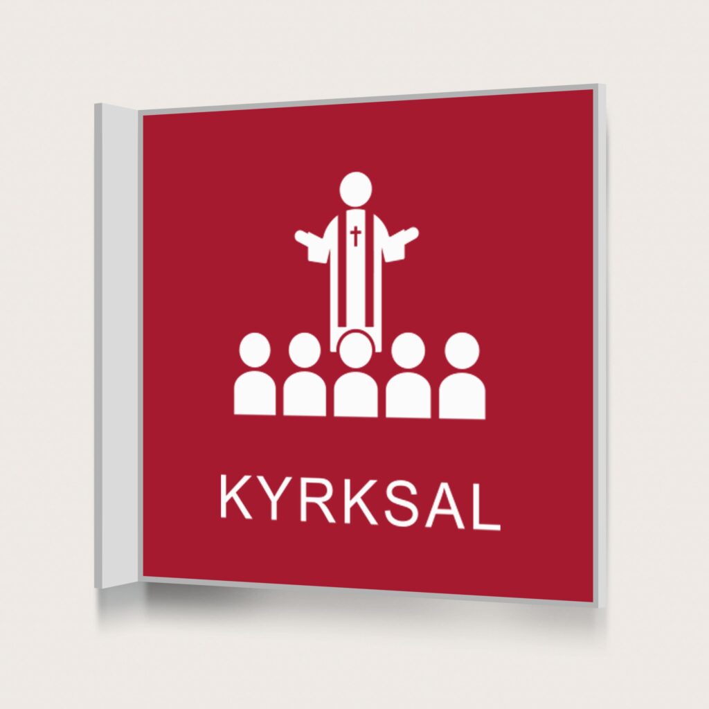 Flaggskylt Kyrksal Röd 150 x 150 mm