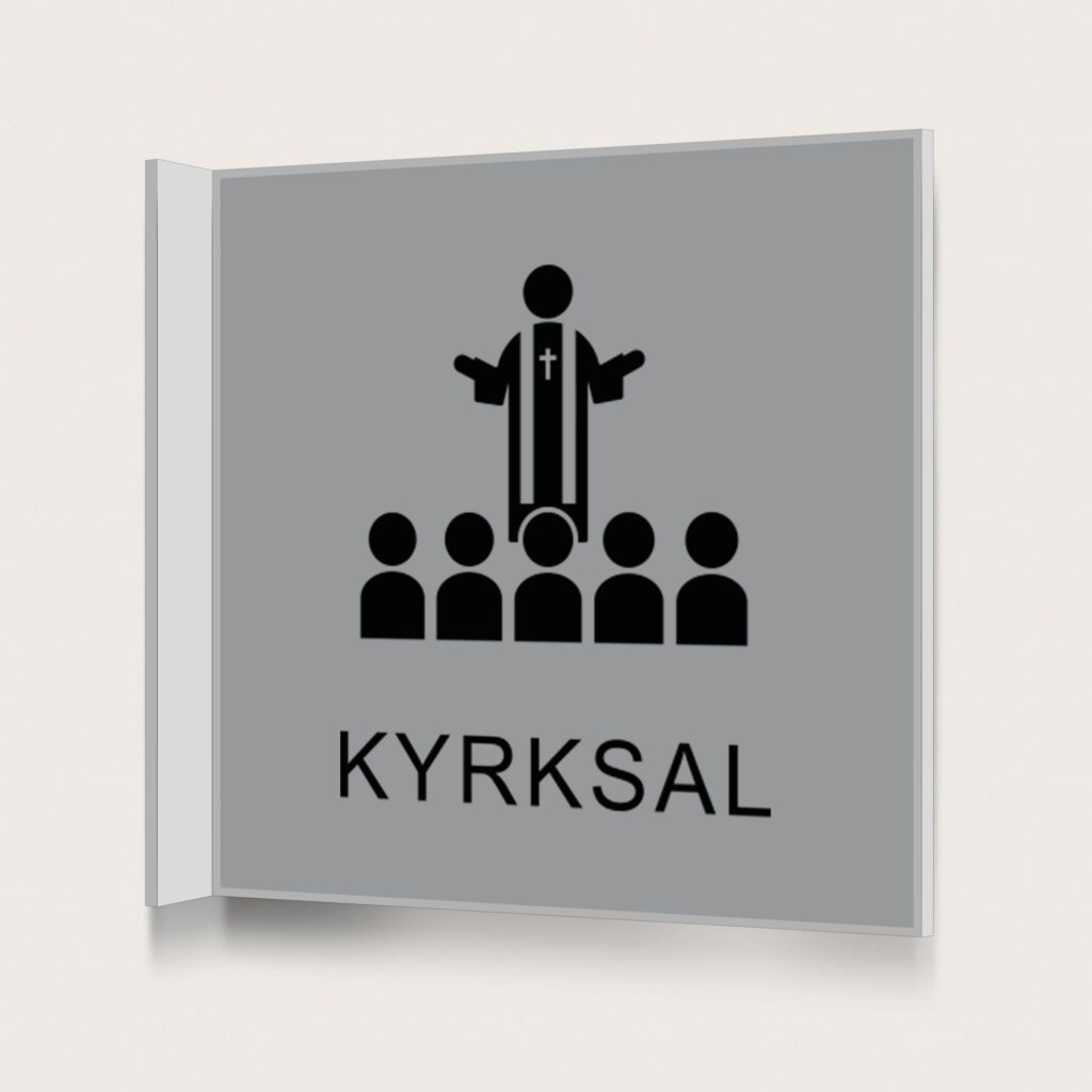 Flaggskylt Kyrksal Silver 150 x 150 mm