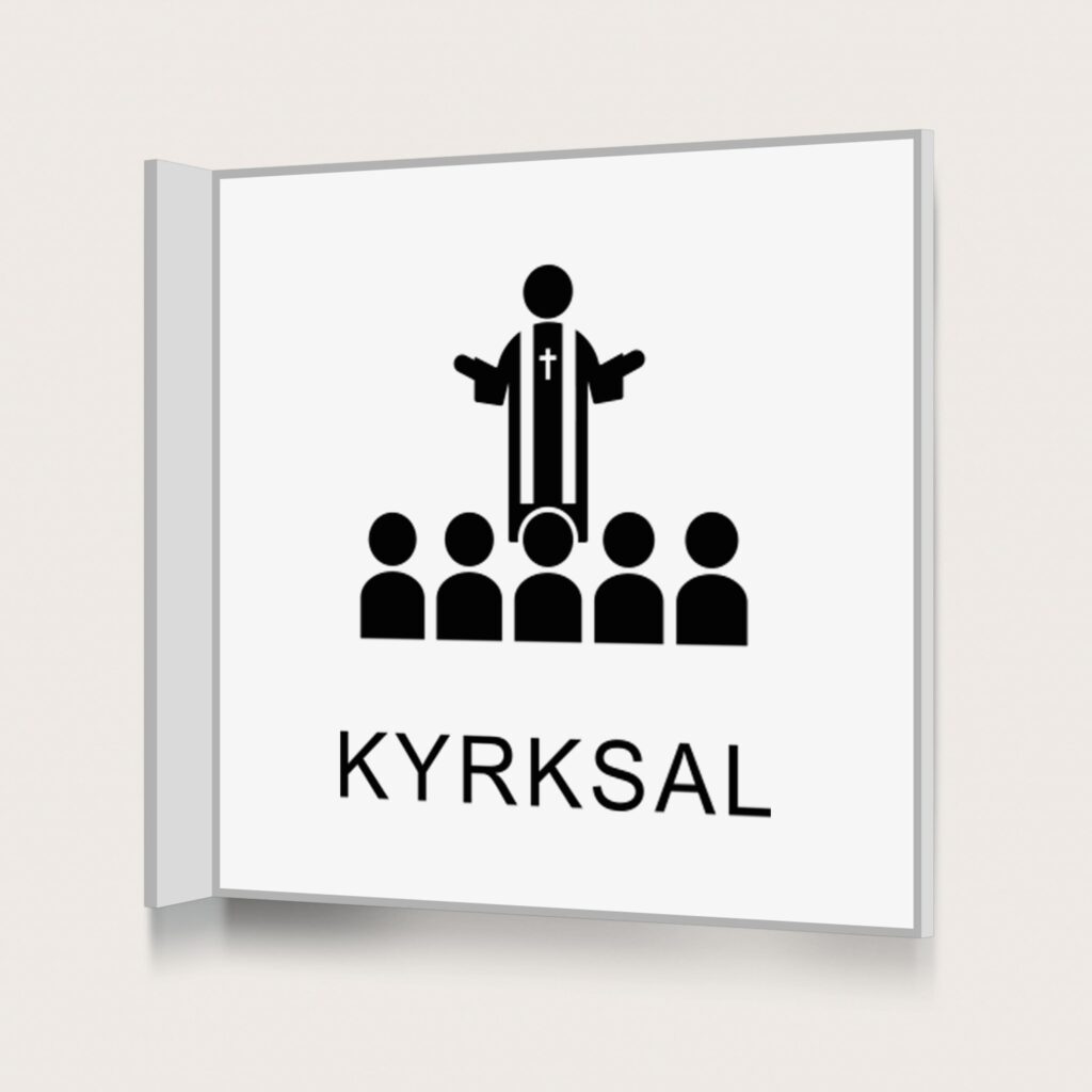 Flaggskylt Kyrksal Vit 150 x 150 mm