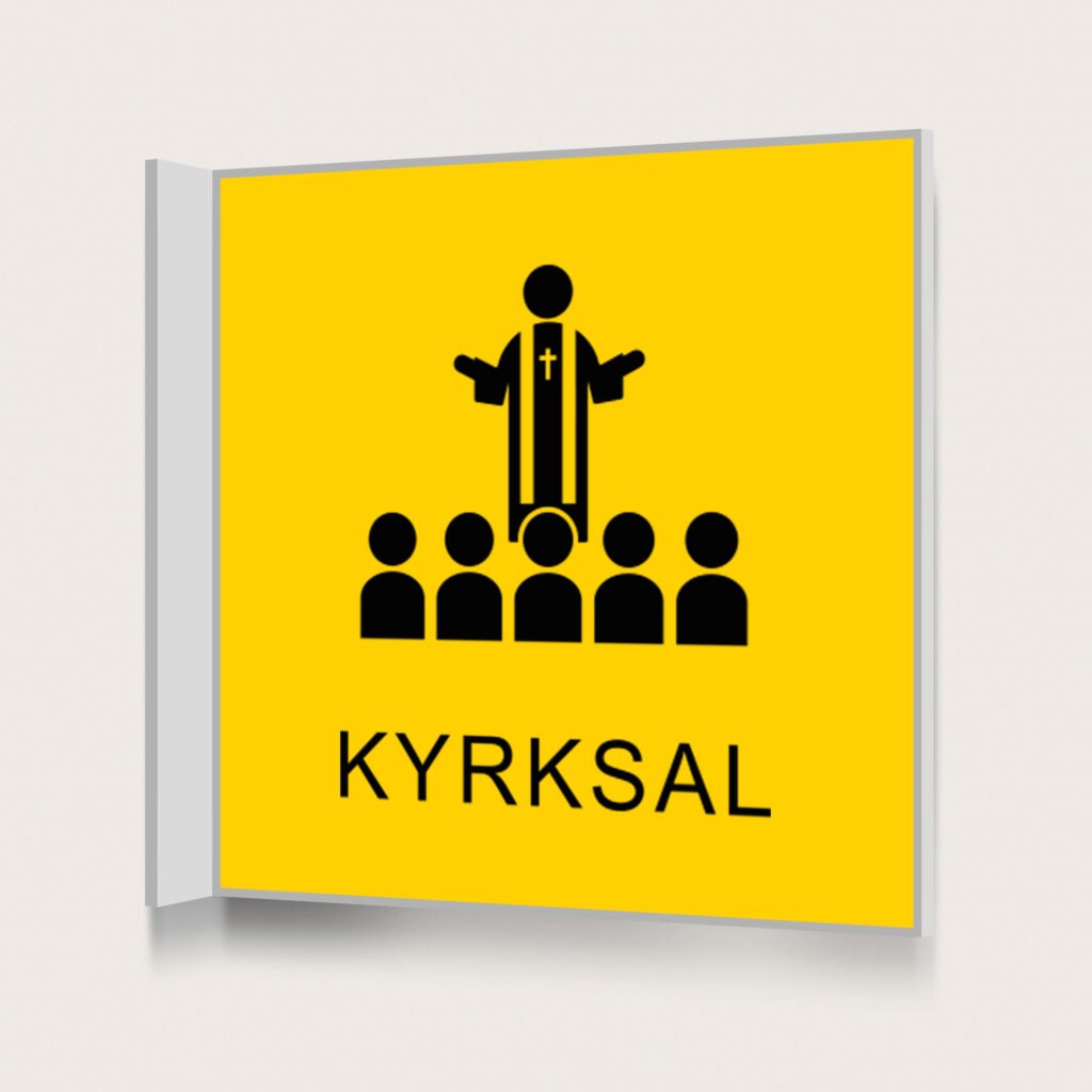 Flaggskylt Kyrksal Gul 150 x 150 mm