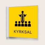 Flaggskylt Kyrksal Gul 150 x 150 mm