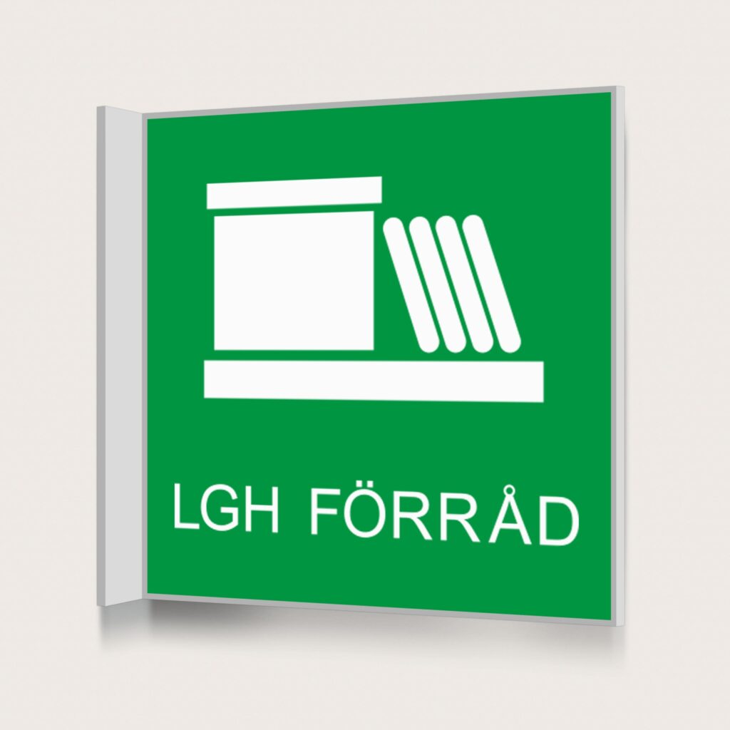 Flaggskylt Lägenhetsförråd Grön 150 x 150 mm