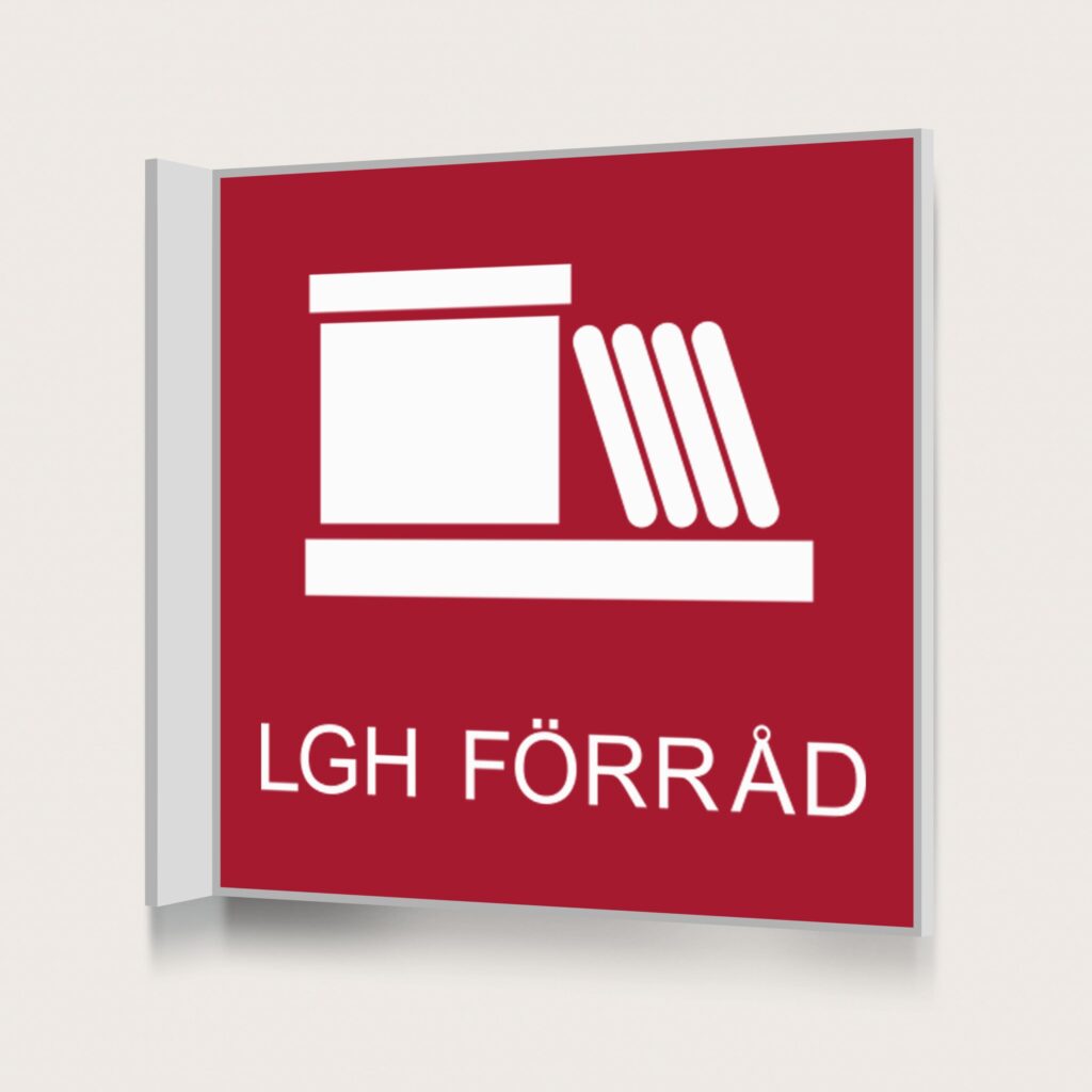 Flaggskylt Lägenhetsförråd Röd 150 x 150 mm