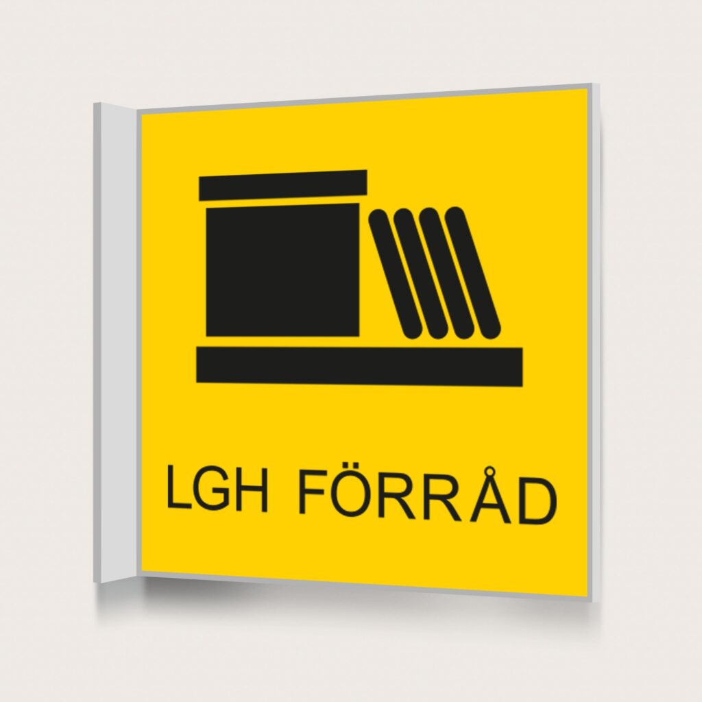Flaggskylt Lägenhetsförråd Gul 150 x 150 mm