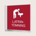 Flaggskylt Latrintömning Röd 150 x 150 mm