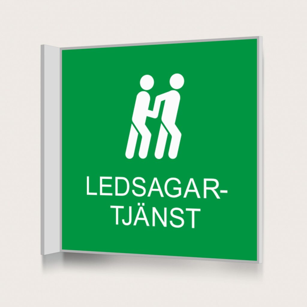 Flaggskylt Ledsagartjänst Grön 150 x 150 mm