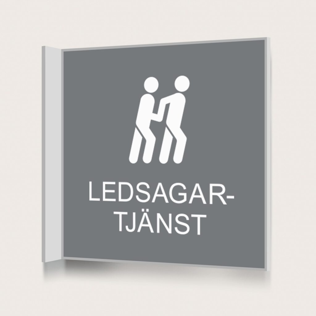 Flaggskylt Ledsagartjänst Grå 150 x 150 mm