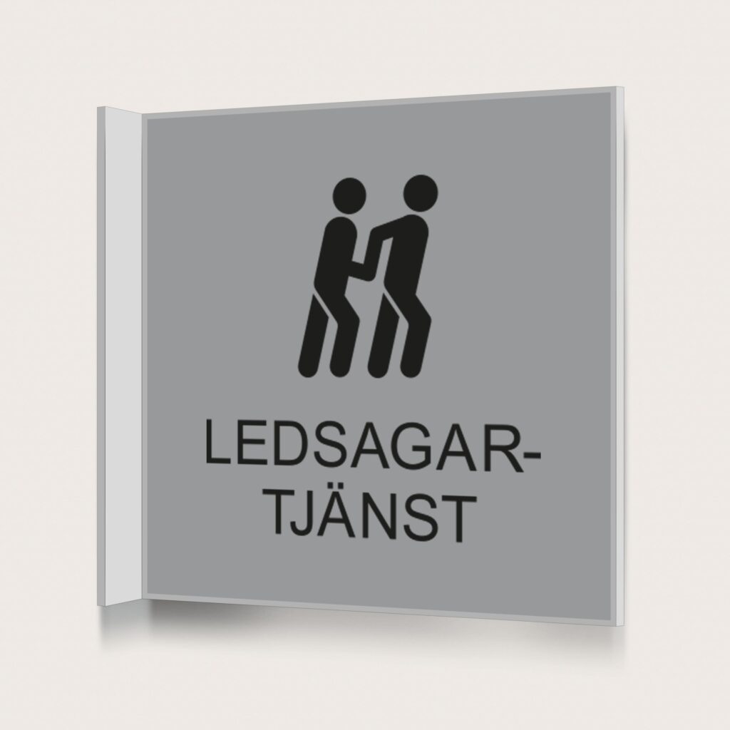 Flaggskylt Ledsagartjänst Silver 150 x 150 mm
