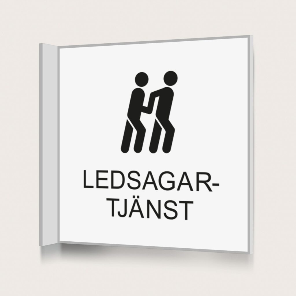 Flaggskylt Ledsagartjänst Vit 150 x 150 mm