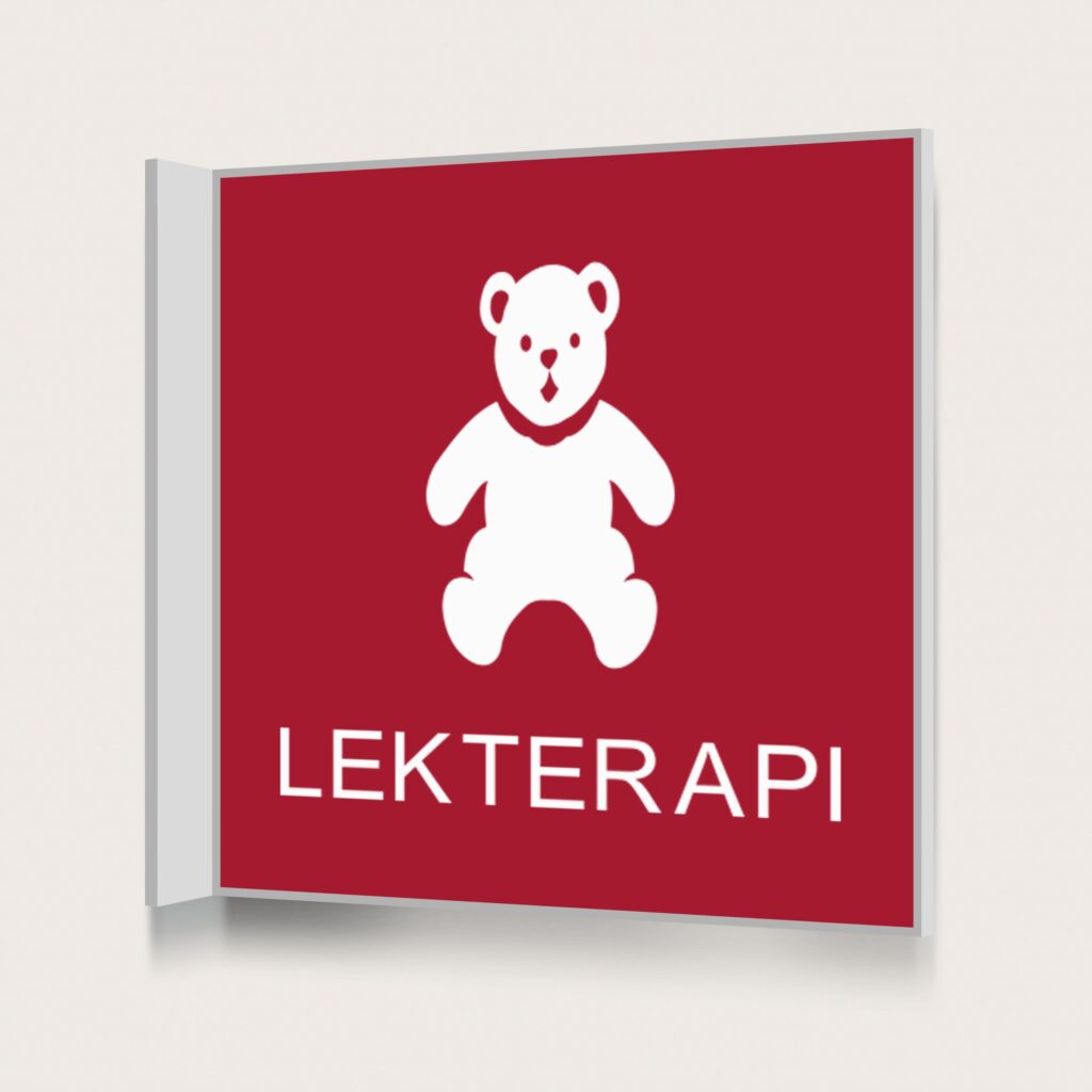 Flaggskylt Lekterapi Röd 150 x 150 mm