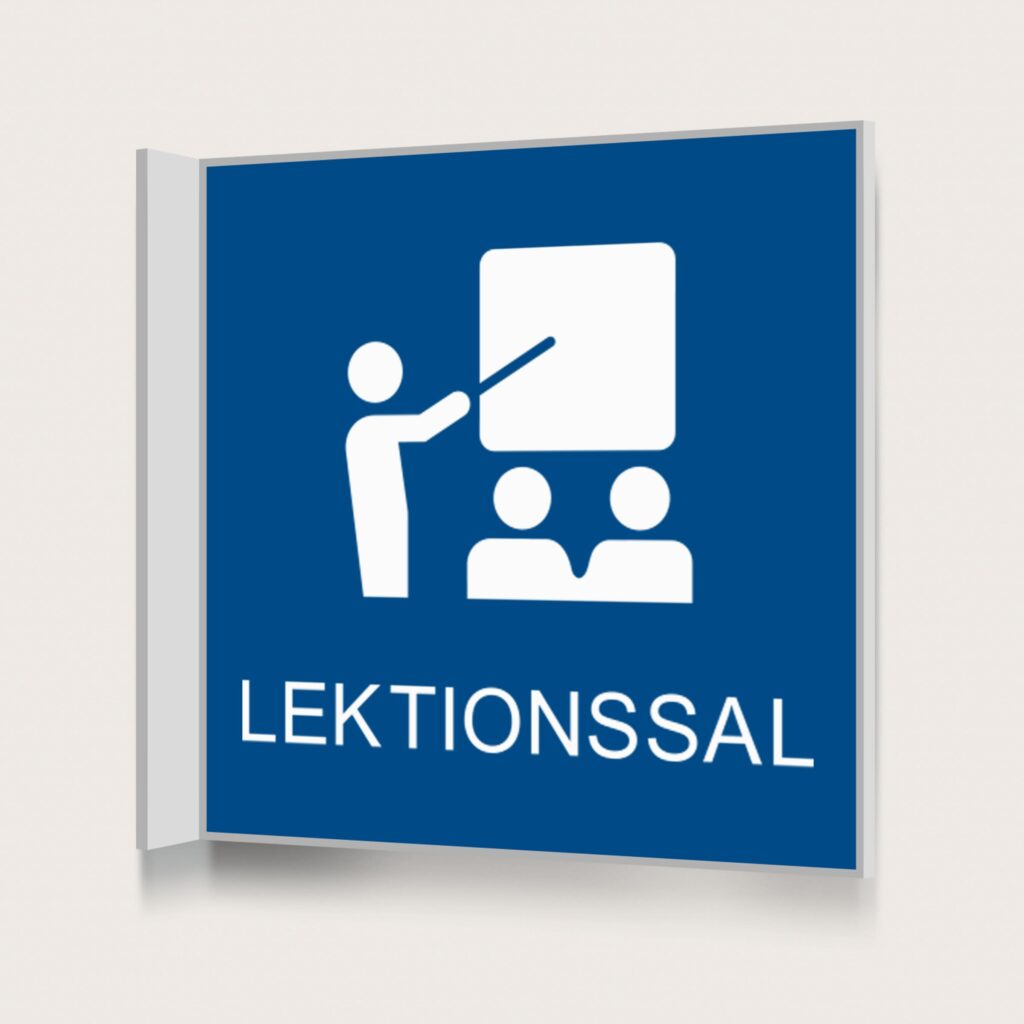 Flaggskylt Lektionssal Blå 150 x 150 mm