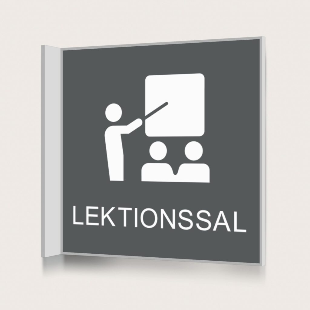 Flaggskylt Lektionssal Charcoal 150 x 150 mm