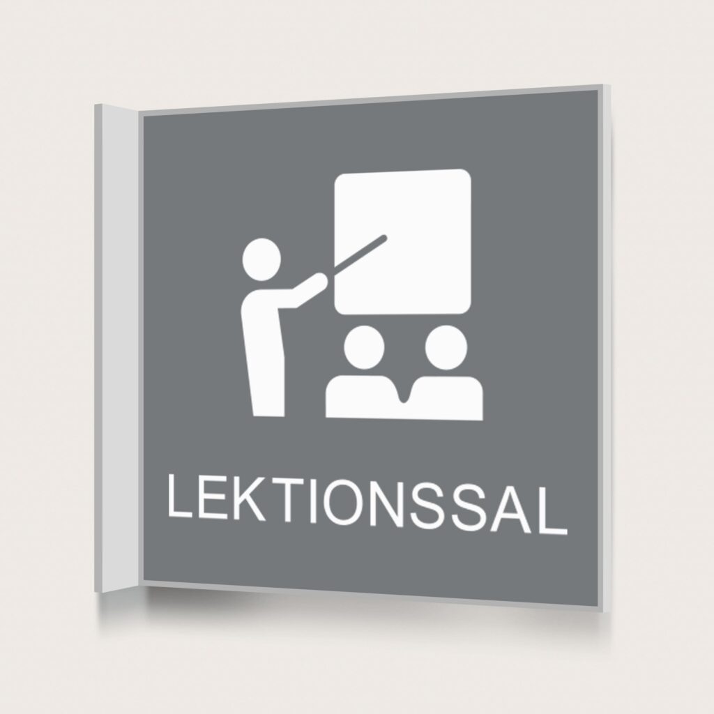 Flaggskylt Lektionssal Grå 150 x 150 mm