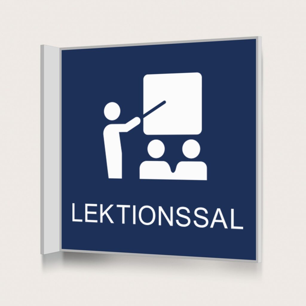 Flaggskylt Lektionssal Mörkblå 150 x 150 mm