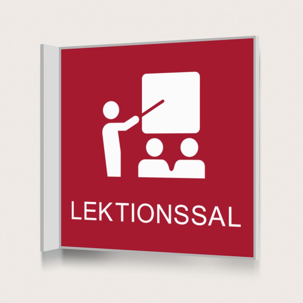 Flaggskylt Lektionssal Röd 150 x 150 mm