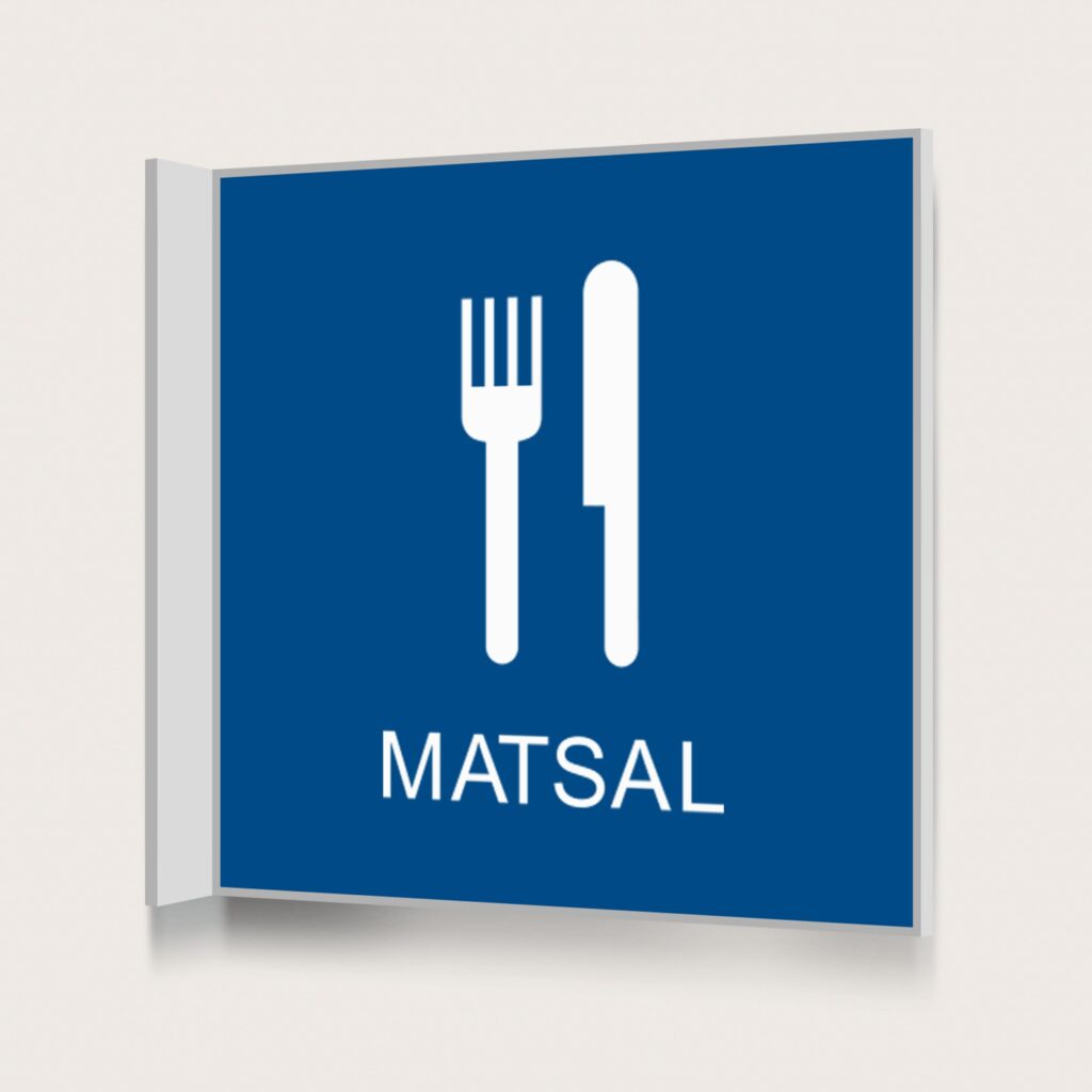 Flaggskylt Matsal Blå 150 x 150 mm