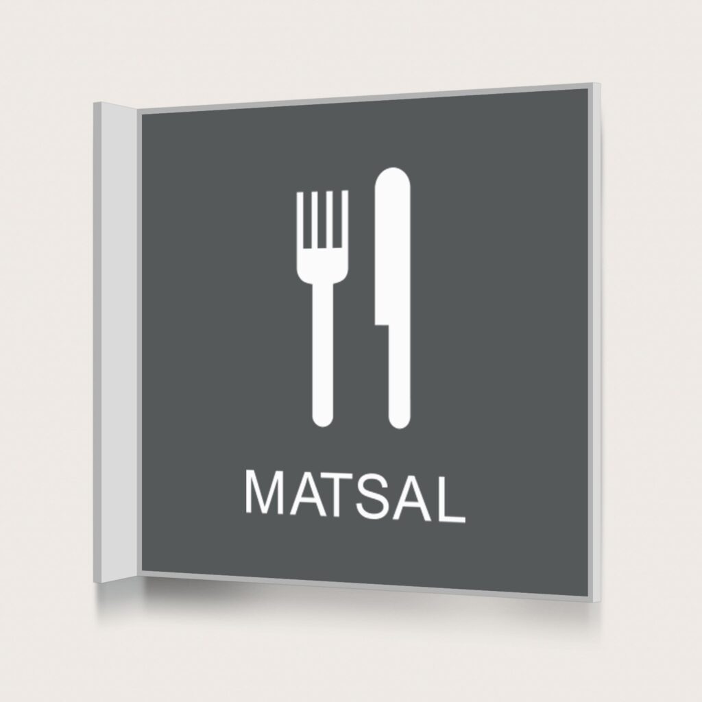 Flaggskylt Matsal Charcoal 150 x 150 mm