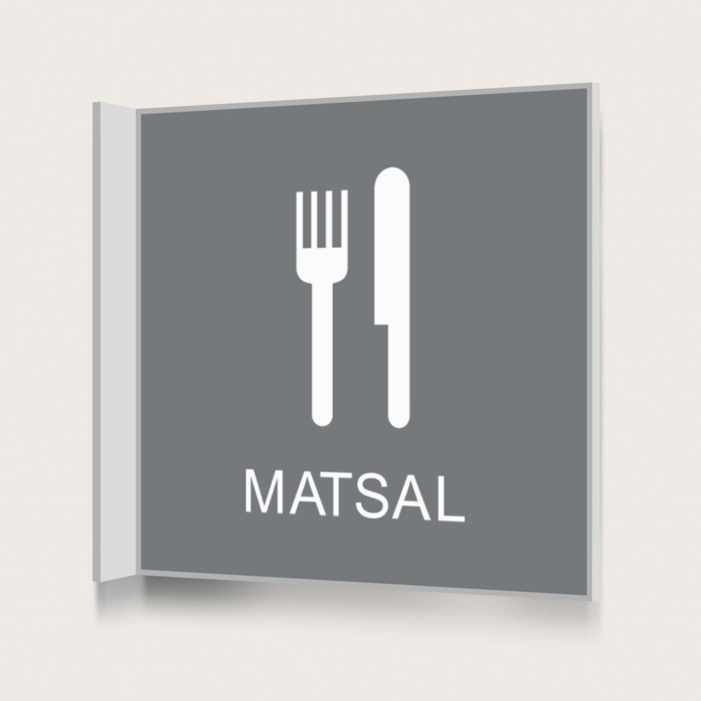 Flaggskylt Matsal Grå 150 x 150 mm