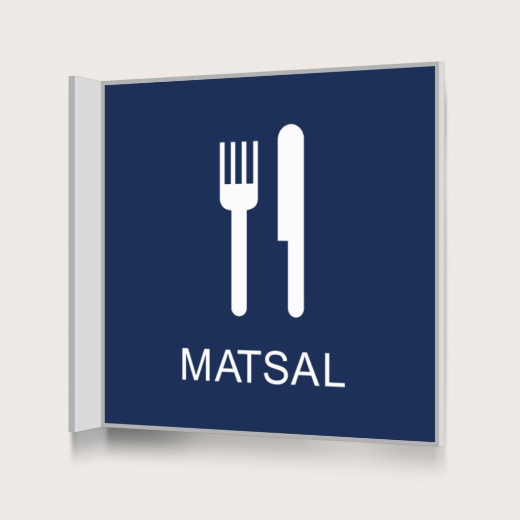 Flaggskylt Matsal Mörkblå 150 x 150 mm