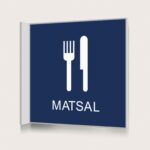 Flaggskylt Matsal Mörkblå 150 x 150 mm