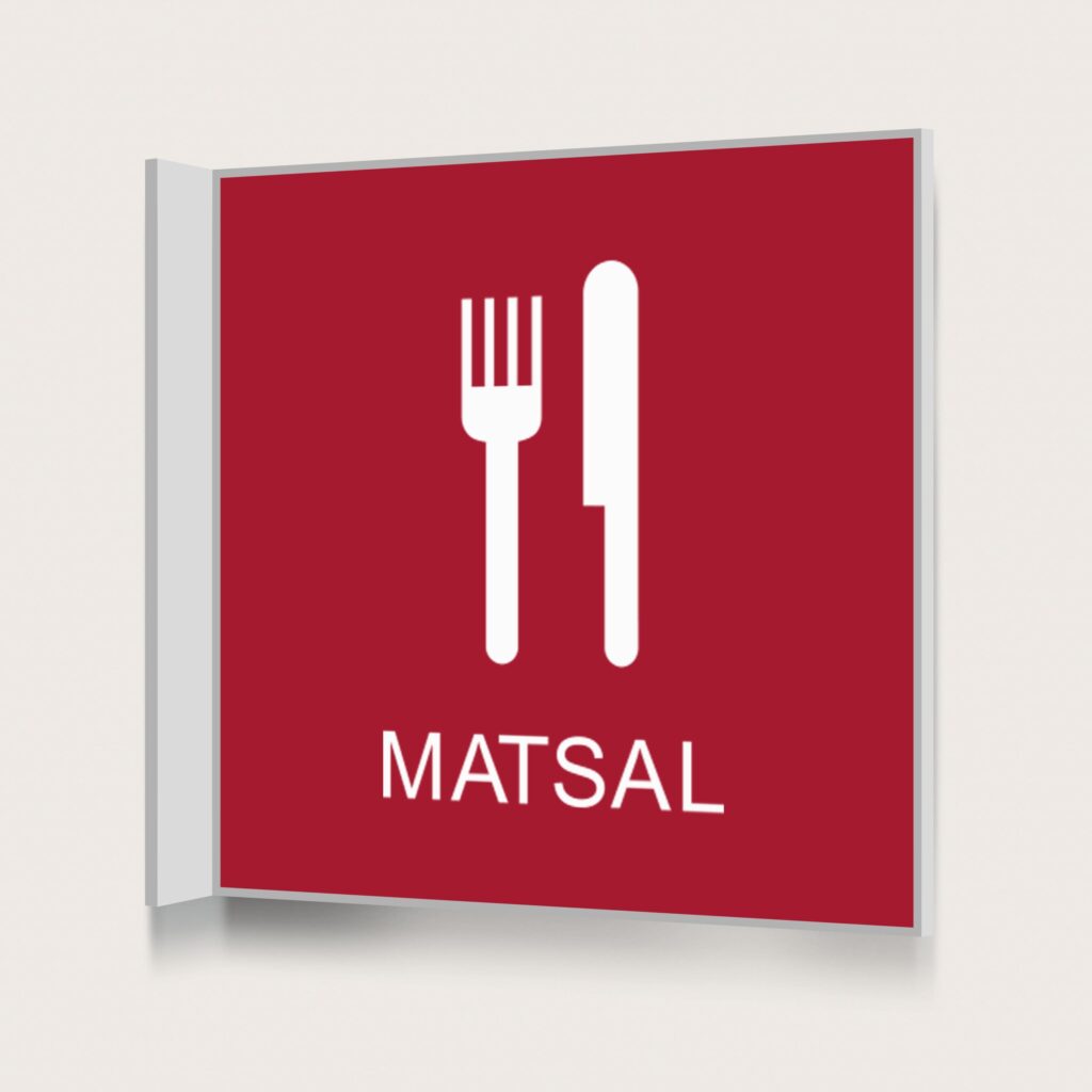 Flaggskylt Matsal Röd 150 x 150 mm
