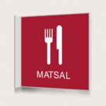 Flaggskylt Matsal Röd 150 x 150 mm
