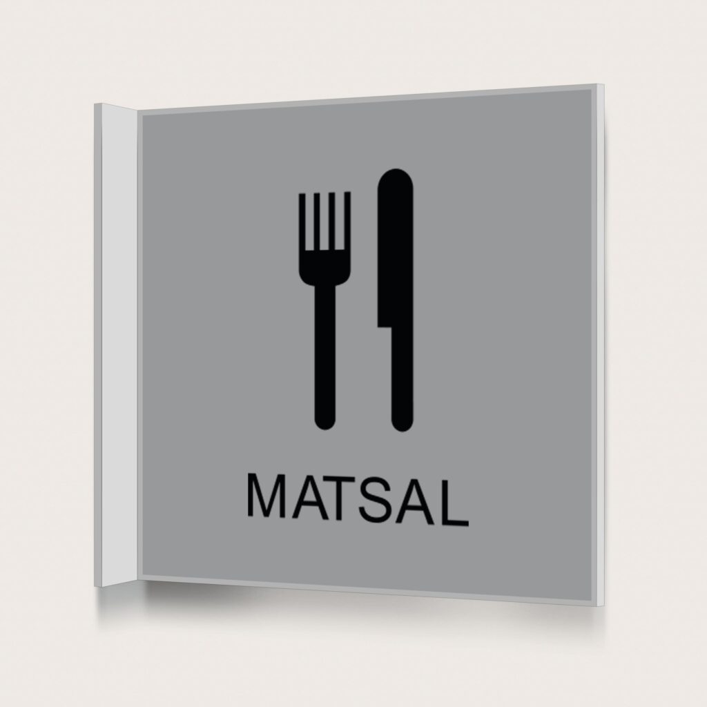 Flaggskylt Matsal Silver 150 x 150 mm