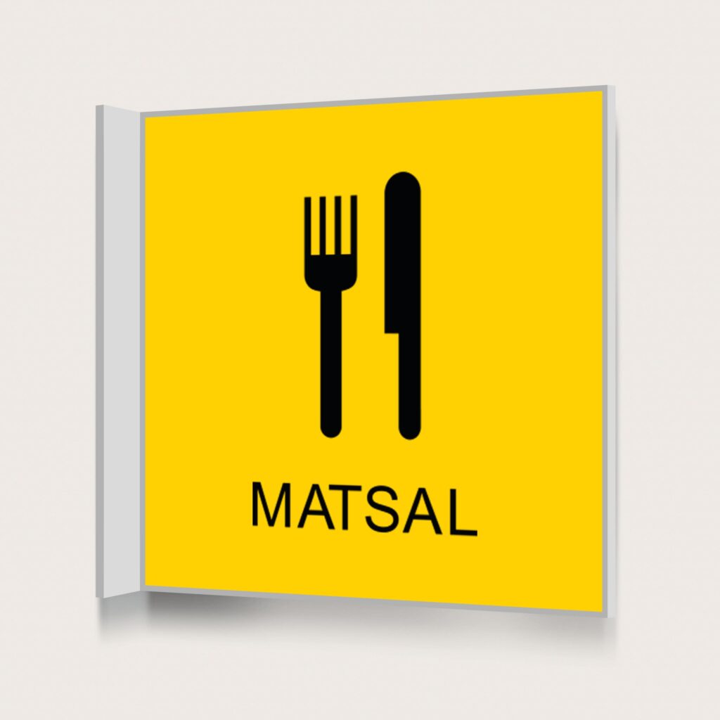 Flaggskylt Matsal Gul 150 x 150 mm