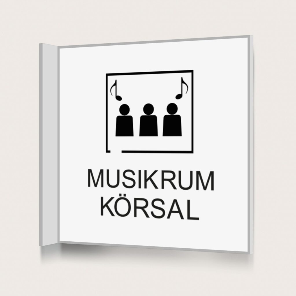 Flaggskylt Muskrum / Körsal Vit 150 x 150 mm