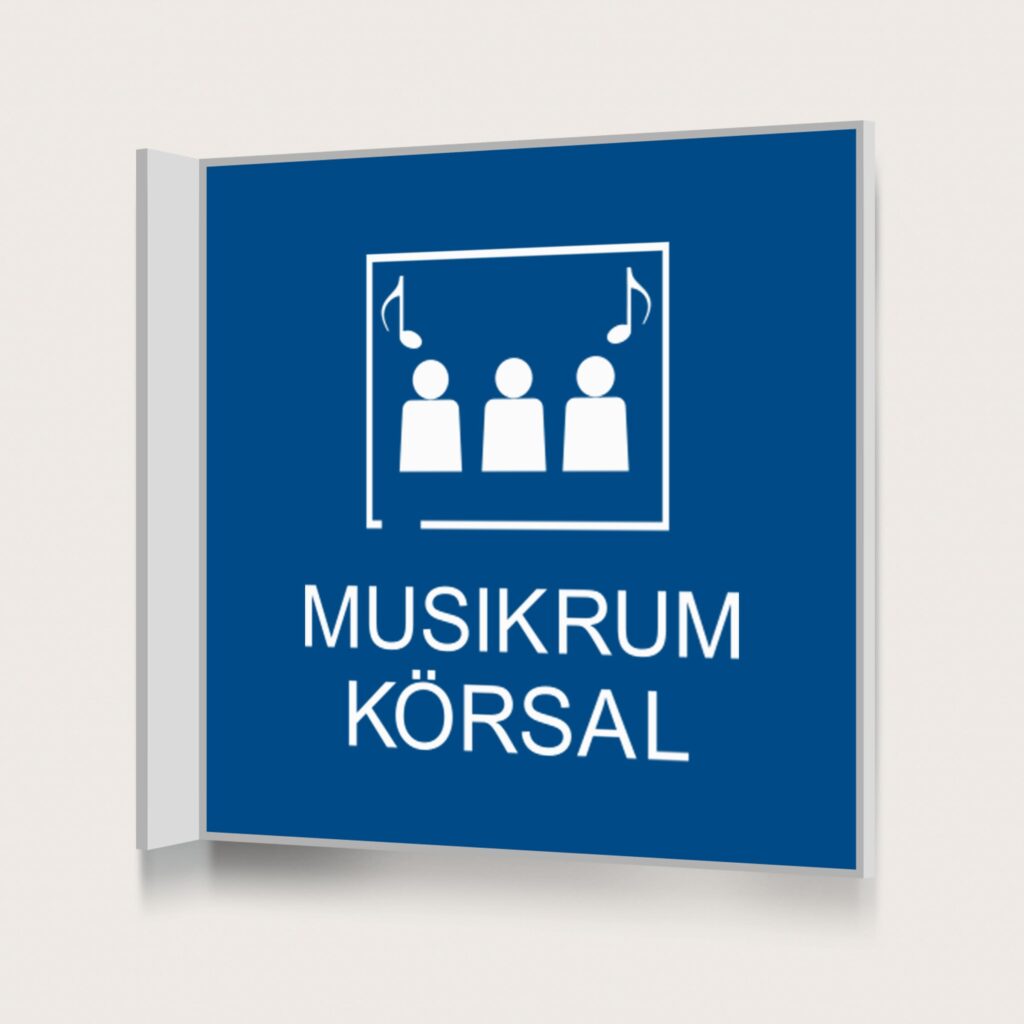 Flaggskylt Muskrum / Körsal Blå 150 x 150 mm