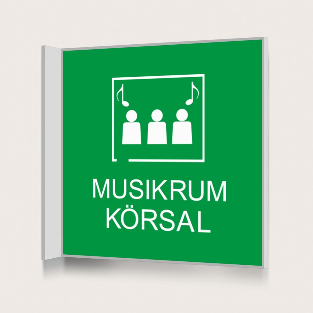 Flaggskylt Muskrum / Körsal Grön 150 x 150 mm