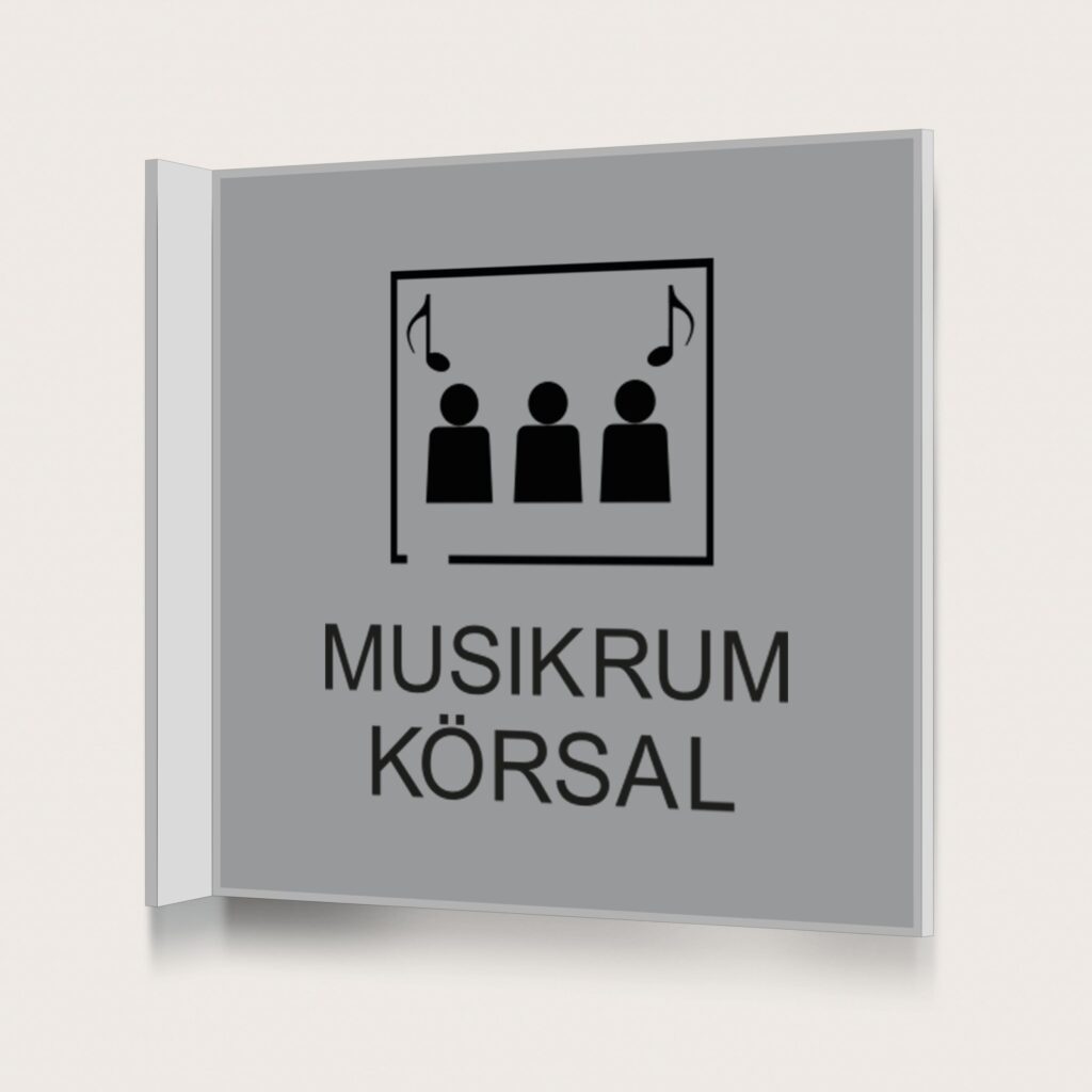 Flaggskylt Muskrum / Körsal Silver 150 x 150 mm