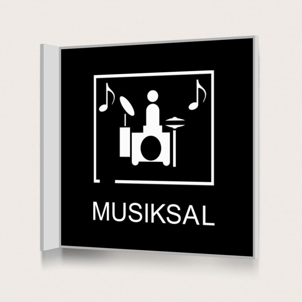 Flaggskylt Musiksal Svart 150 x 150 mm