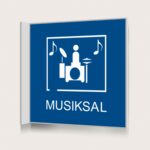 Flaggskylt Musiksal Blå 150 x 150 mm