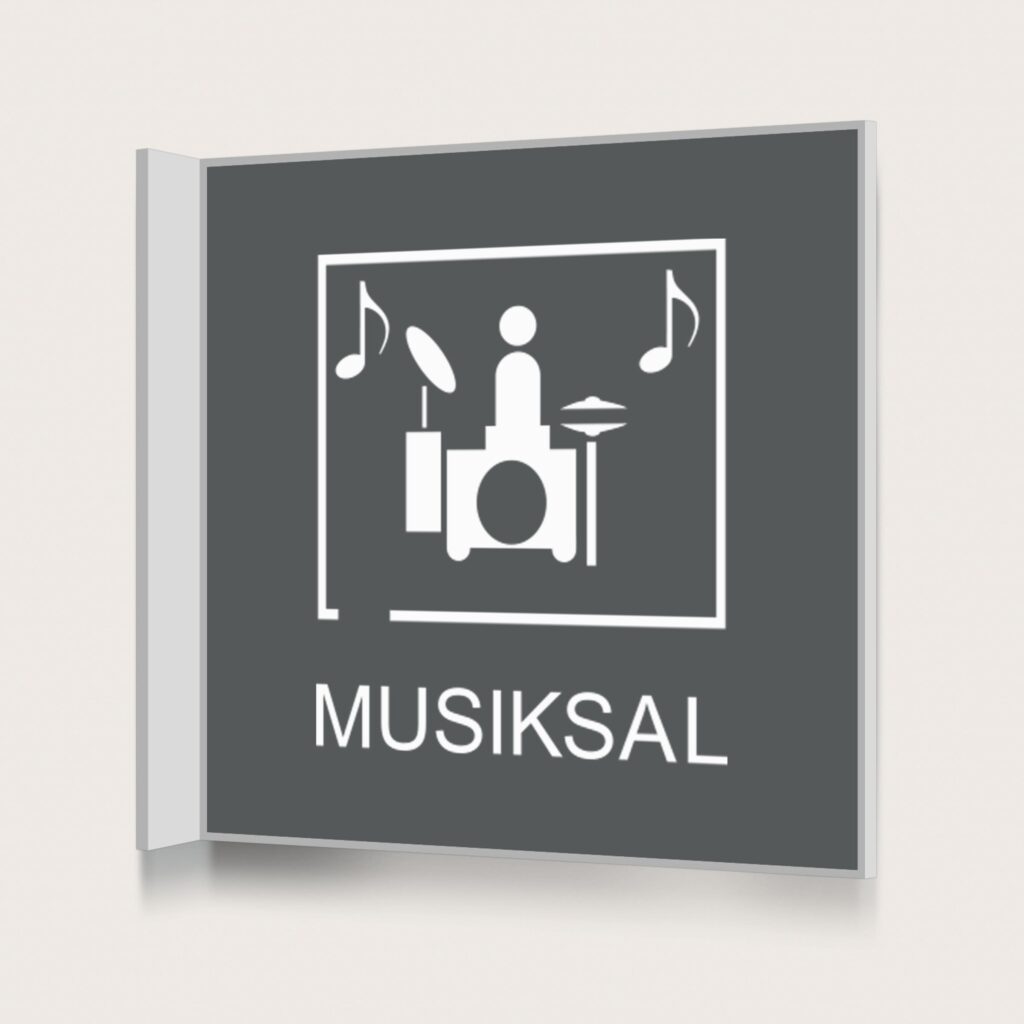 Flaggskylt Musiksal Charcoal 150 x 150 mm