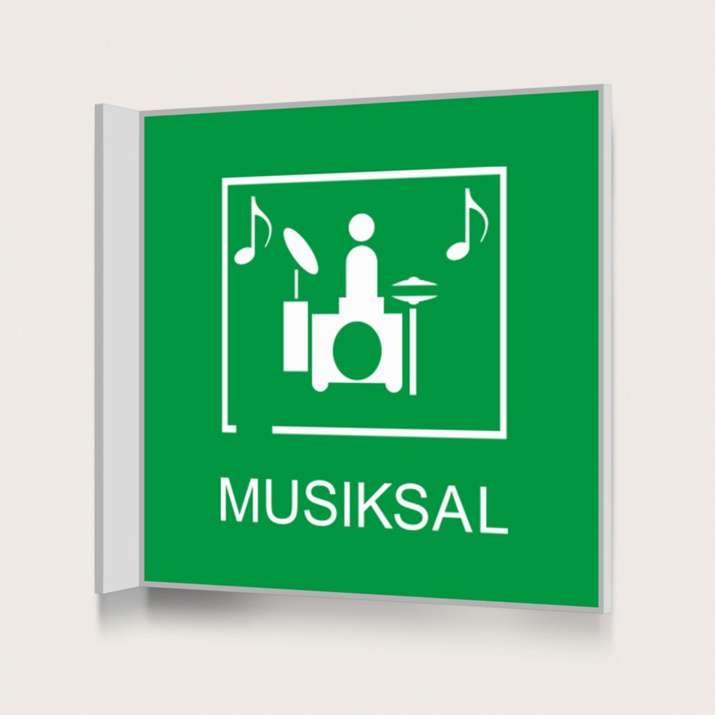 Flaggskylt Musiksal Grön 150 x 150 mm