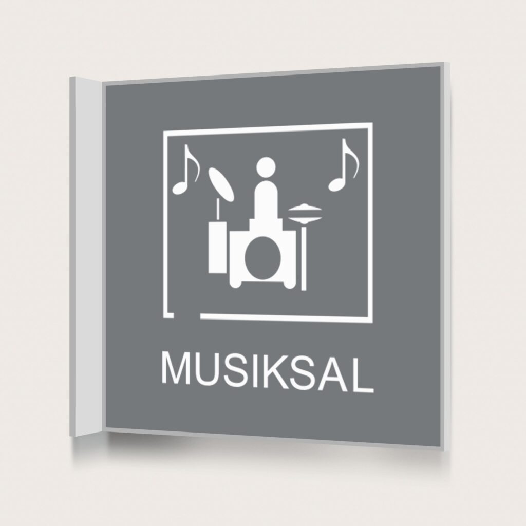 Flaggskylt Musiksal Grå 150 x 150 mm
