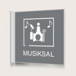Flaggskylt Musiksal Grå 150 x 150 mm