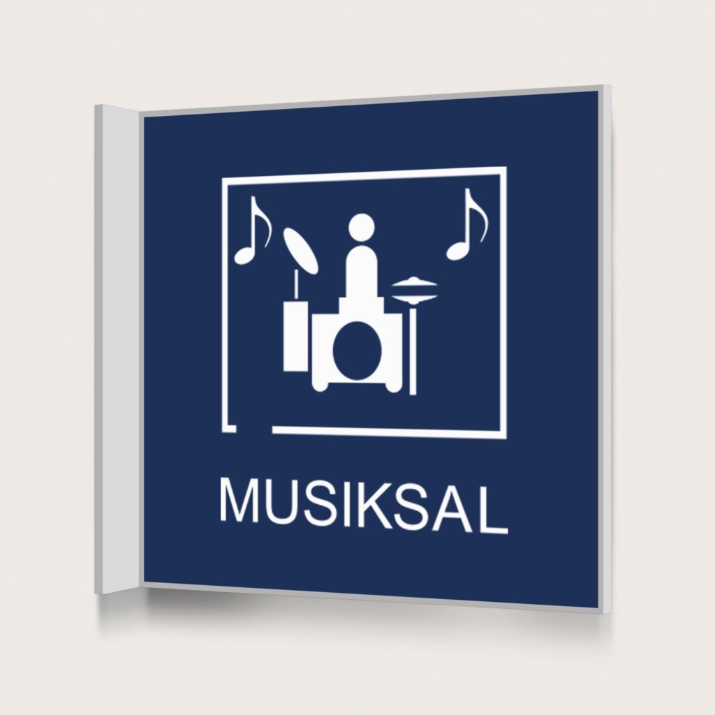 Flaggskylt Musiksal Mörkblå 150 x 150 mm